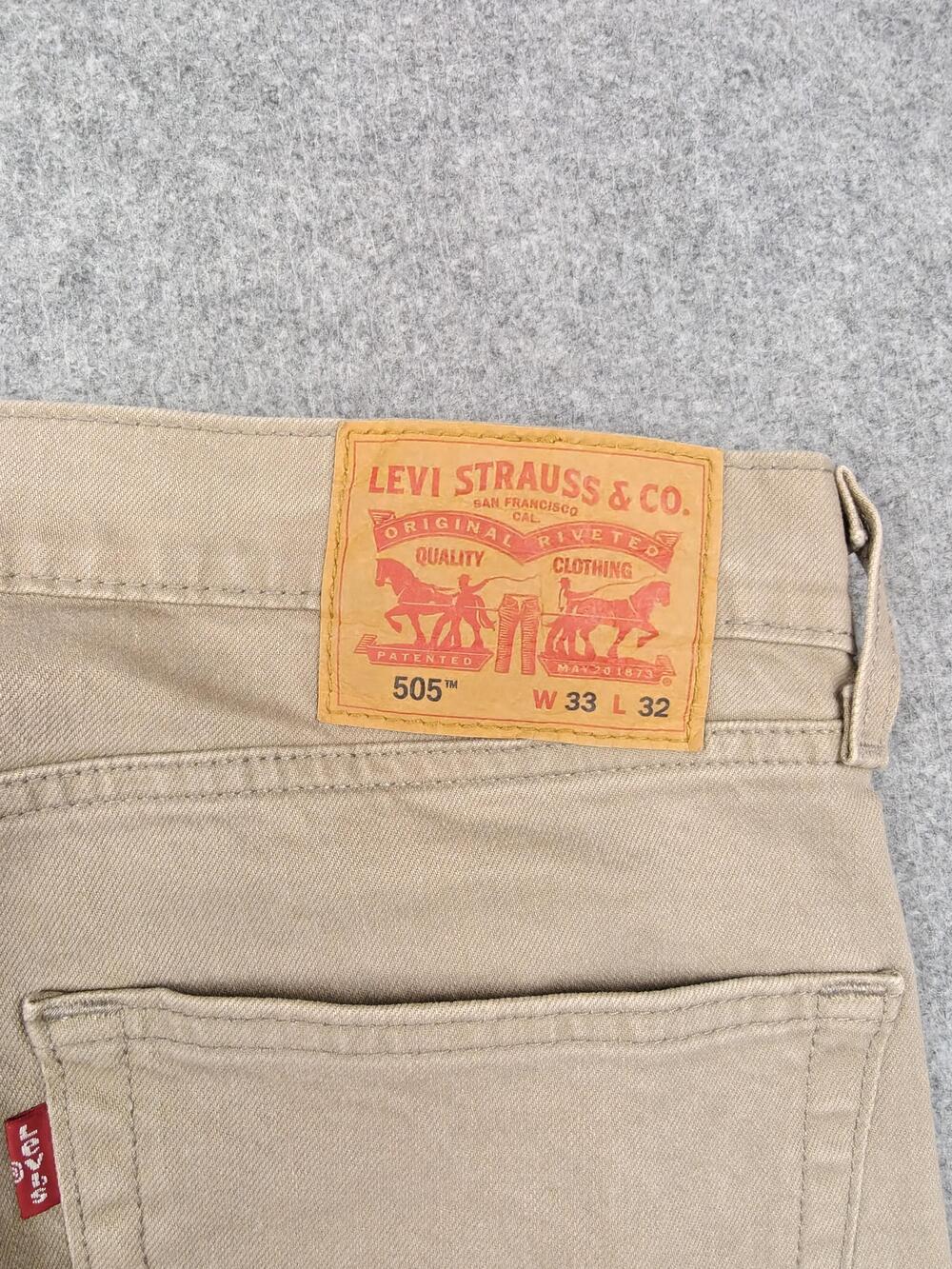 Levi's Jeans Mens 33x32 Beige Straight Regular Fit Stretch Cotton Denim 505 - Picture 6 of 12